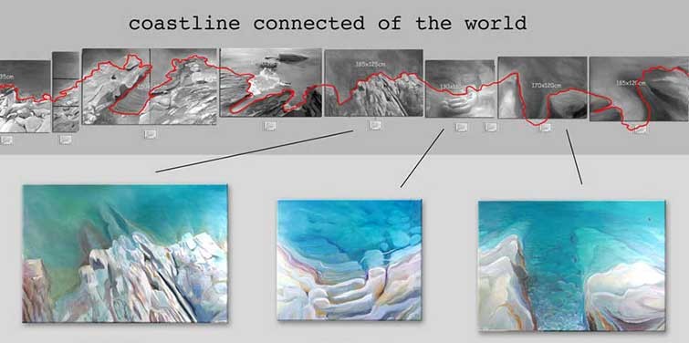 25 paintings “connect” to a coastline